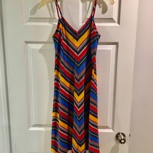 Chevron pattern rainbow midi dress
